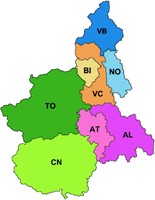 Cartina regione Piemonte con province