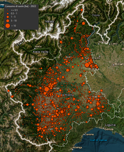 ubicazione dei consumi per l'anno 2022