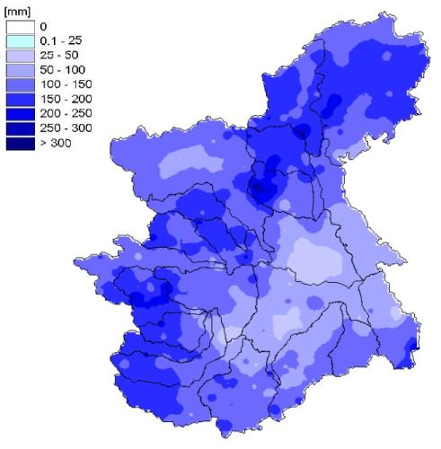 Mappa precipitazioni medie nel mese di agosto