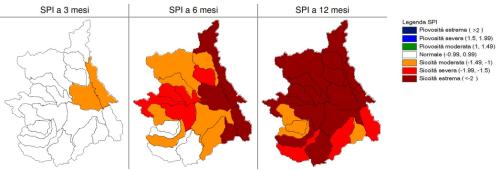 Mappa degli indici SPI sul Piemonte a fine agosto
