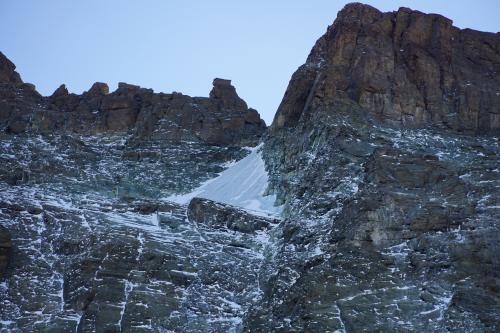 Ghiacciaio Vallanta Superiore o del Triangolo, fotografia scattata poco a monte del Rifugio Vallanta (4 ottobre 2022)