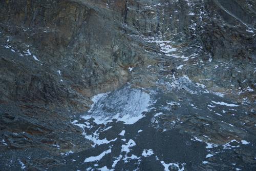 Ghiacciaio Vallanta Basso osservabile direttamente dal sentiero di salita alle Cadreghe di Viso (4 ottobre 2022)