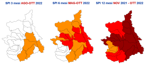 Mappa degli indici SPI sul Piemonte a fine ottobre