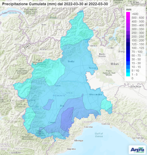 Precipitazioni del 30 marzo 2022