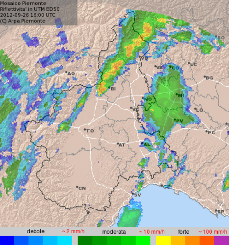 Fig. 1 - Stima dell’intensità della precipitazione al suolo