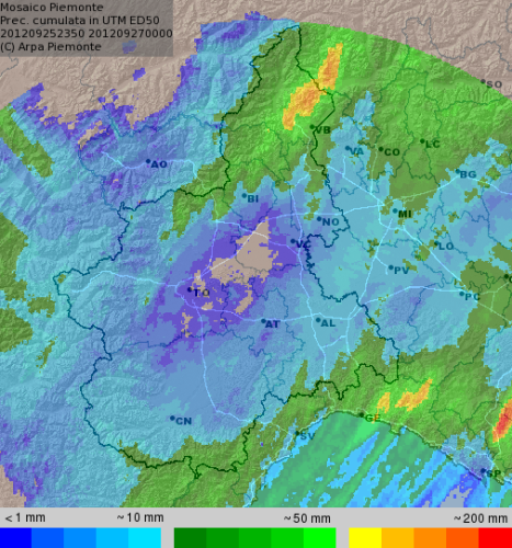 Fig.2 - Precipitazione cumulata per un dato periodo