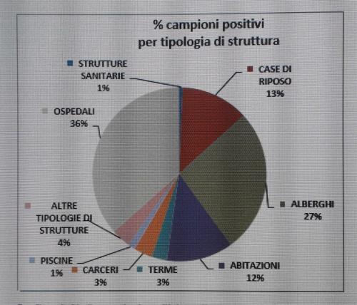 % di campioni positivi per tipologia di struttura (anno 2019)