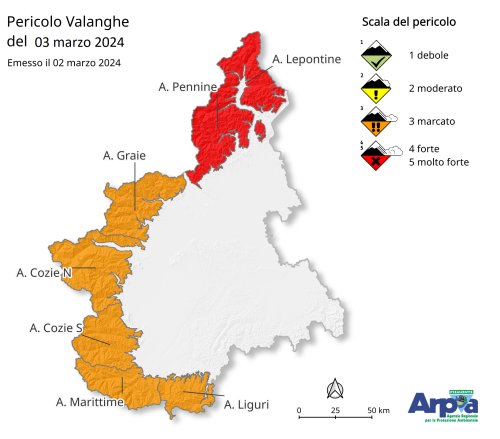 Pericolo valanghe del 3 marzo 2024