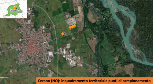 I punti di campionamento nei paesi interessati dallo spandimento dei gessi di defecazione della WTE S.r.l.