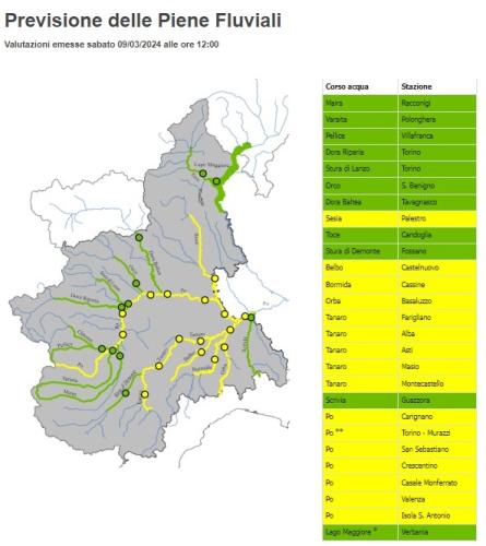 previsioni piene fluviali 9 marzo 2024