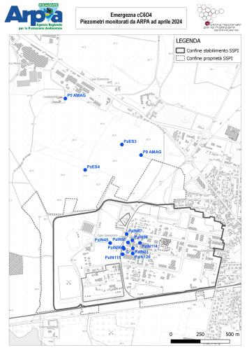 Punti monitorati da Arpa nelle campagne di monitoraggio straordinario in data 11, 16, 18 aprile 2024
