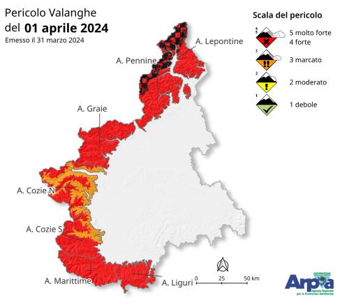 Pericolo valanghe previsto per la giornata di domani, 1°aprile