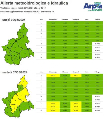 Bollettino allerta del 6 e 7 maggio2024