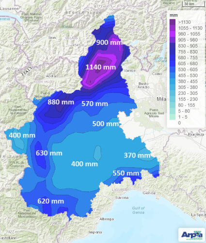 Precipitazioni cumulate nella primavera 2024 (fino al 21 maggio)
