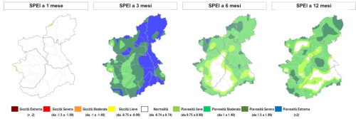Indice SPEI (Indice di Precipitazioni ed Evapotraspirazione Standardizzate) a fine mese di marzo sul Piemonte