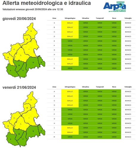 Bollettino di Allerta del 20 giugno 2024