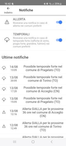 Abilitazione notifiche Meteo 3R