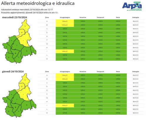 Allerta 23 e 24 ottobre 2024