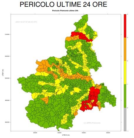 Pericolo ultime 24 ore (aggiornato alle ore 9 del 27 ottobre 2024)