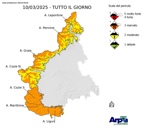 Bollettino valanghe per il 10 marzo 2025