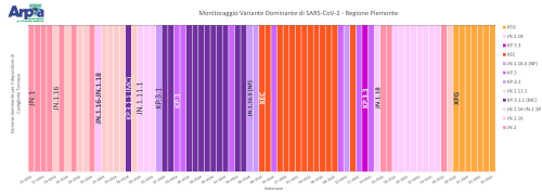 Varianti di SARS-CoV-2 dominanti a Castiglione Torinese fino ad agosto 2025