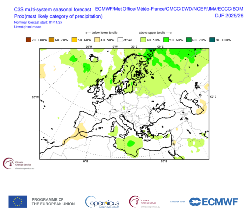 Previsioni stagionali inverno 2025-2026 pioggia e neve