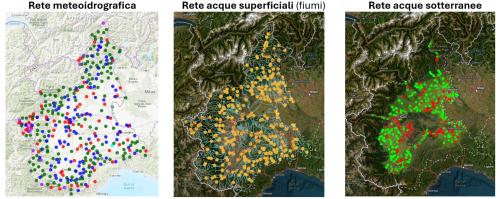 Le principali reti di misura quali-quantitativa delle acque in Piemonte gestite da Arpa