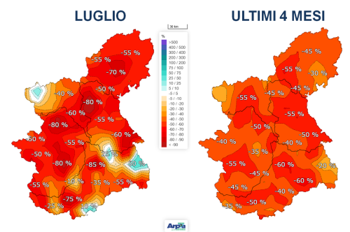 Anomalie delle precipitazioni di luglio e del periodo aprile-luglio 2026
