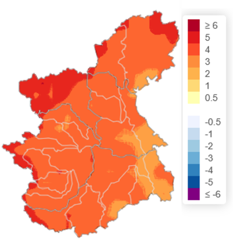 Anomalia (°C) della temperatura media per il mese di settembre 2026 rispetto alla norma climatica 1991-2020