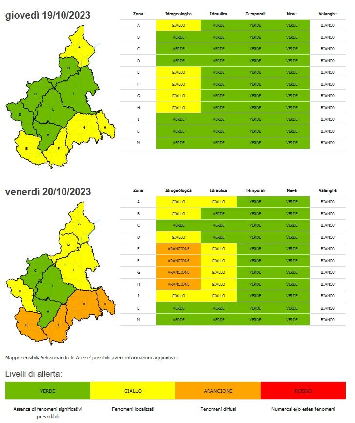 Allerta 19 ottobre 2023