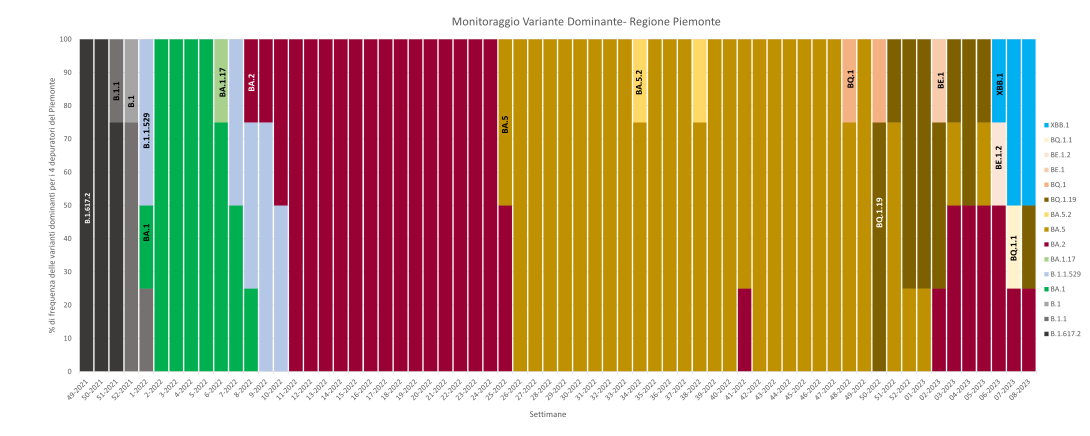 sottovarianti dominanti di SARS-CoV-2 identificate in Piemonte 02032023