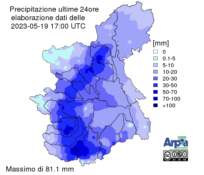 precipitazioni ultime 24 ore 19 maggio 2023