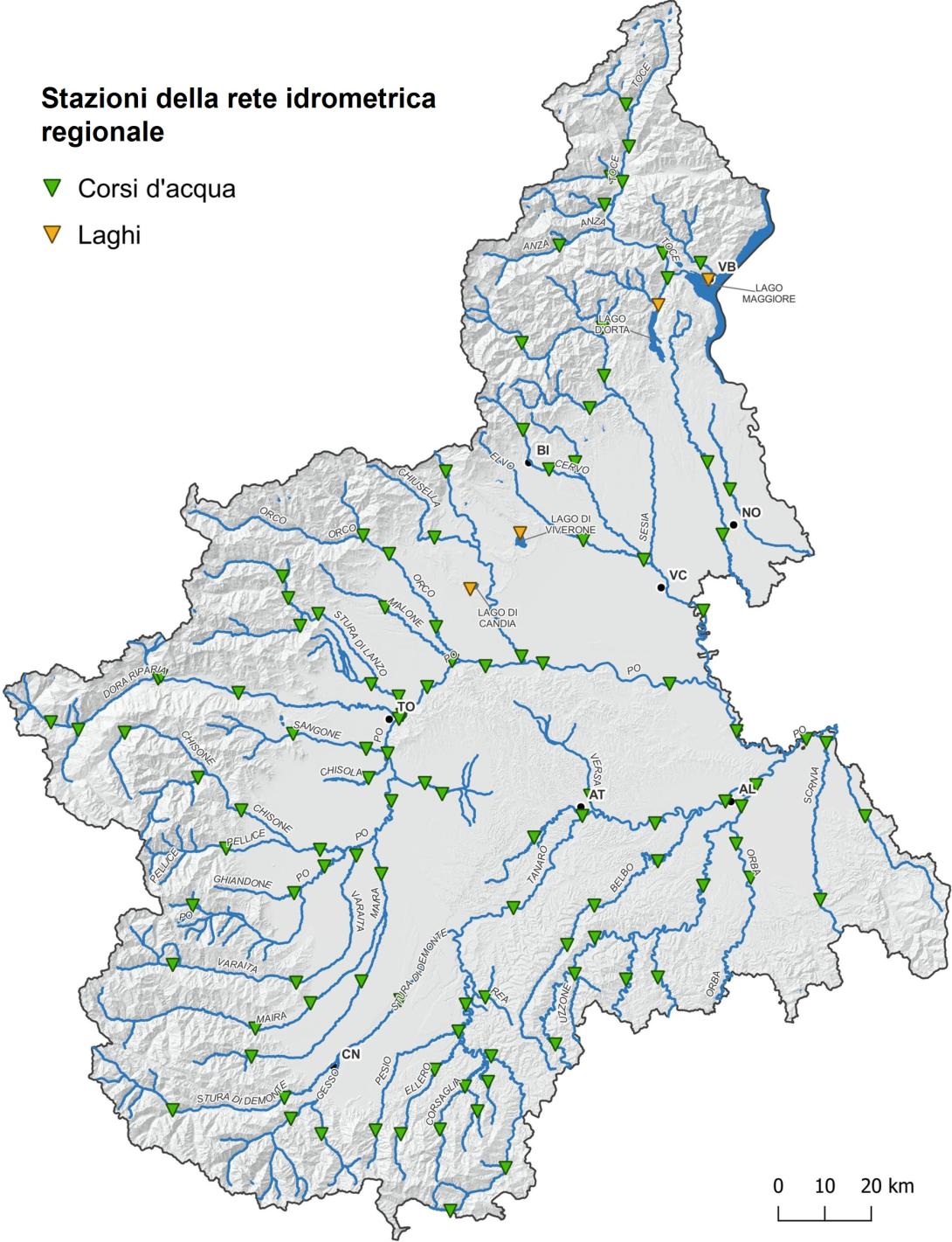 Rete idrometrica regionale gestita da Arpa Piemonte