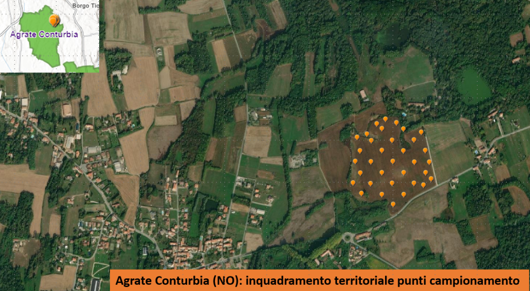 I punti di campionamento nei paesi interessati dallo spandimento dei gessi di defecazione della WTE S.r.l.