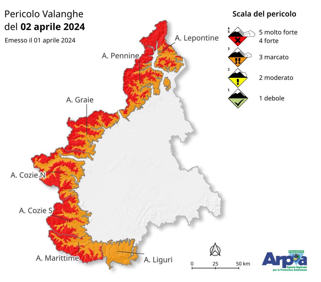 Pericolo valanghe del 2 aprile 2024