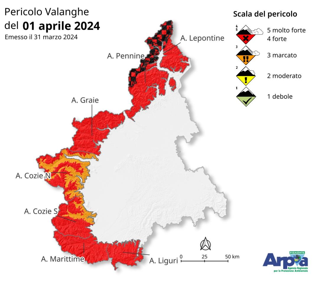 Pericolo valanghe previsto per la giornata di domani, 1°aprile