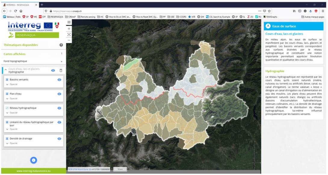 Screenshot del portale geografico RESERVAQUA.