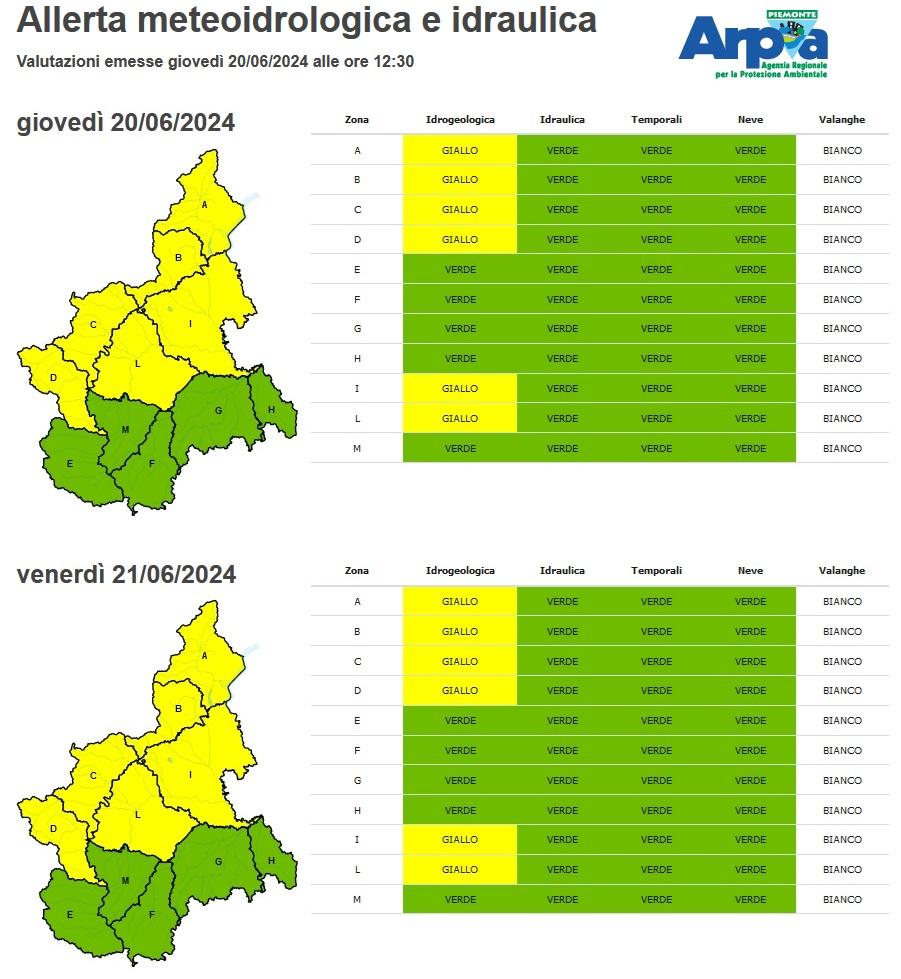 Bollettino di Allerta del 20 giugno 2024