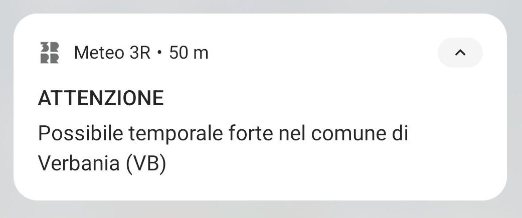 Esempio notifica Meteo 3R