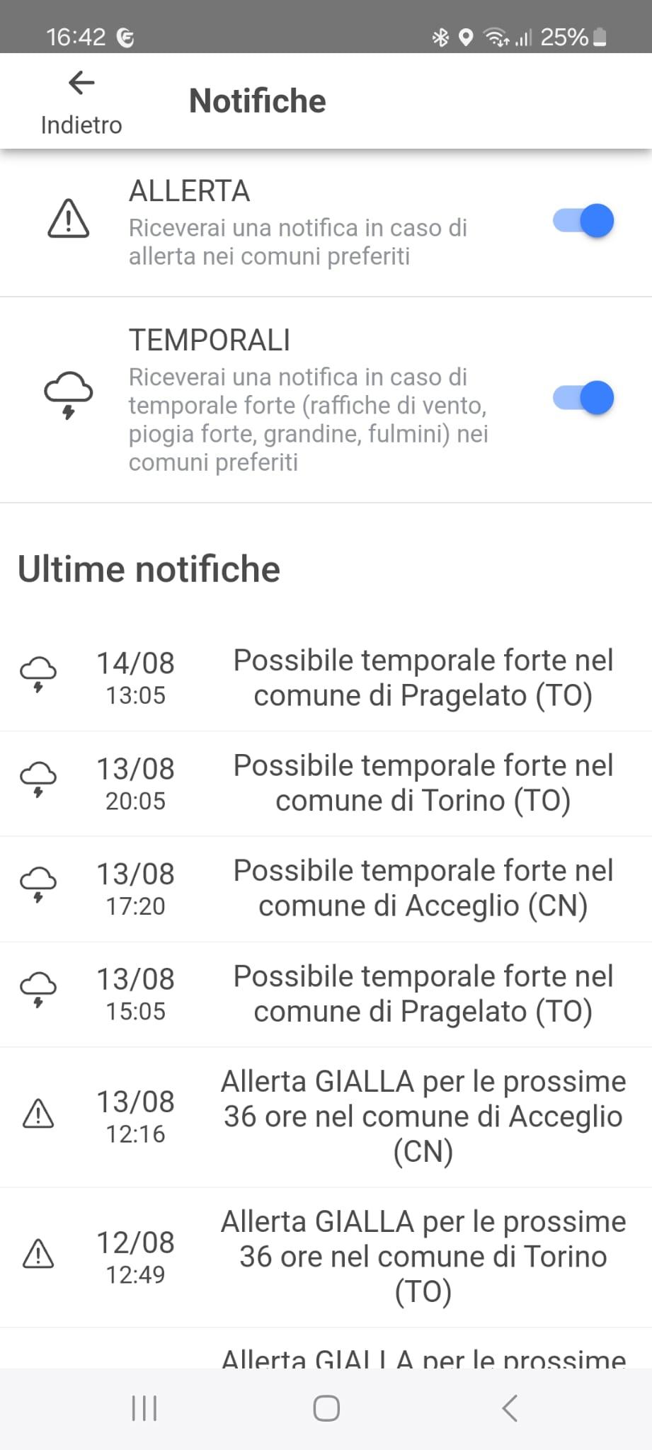 Abilitazione notifiche Meteo 3R