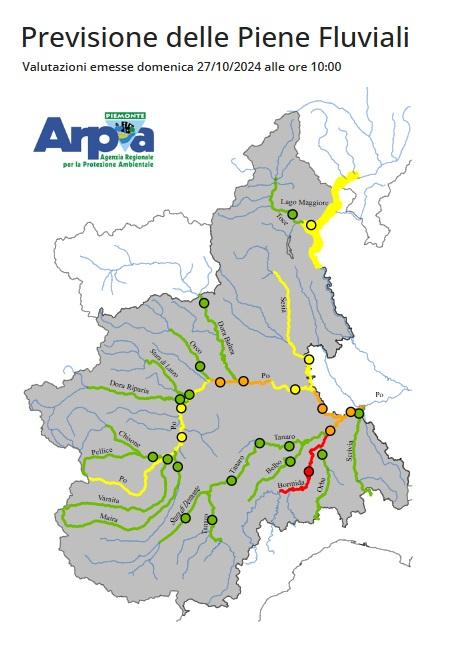 Previsione delle piene fluviali del 27 ottobre 2024