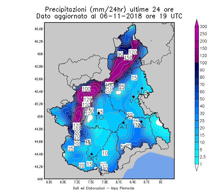 Pioggia ultime 24 ore 6 novembre 2018