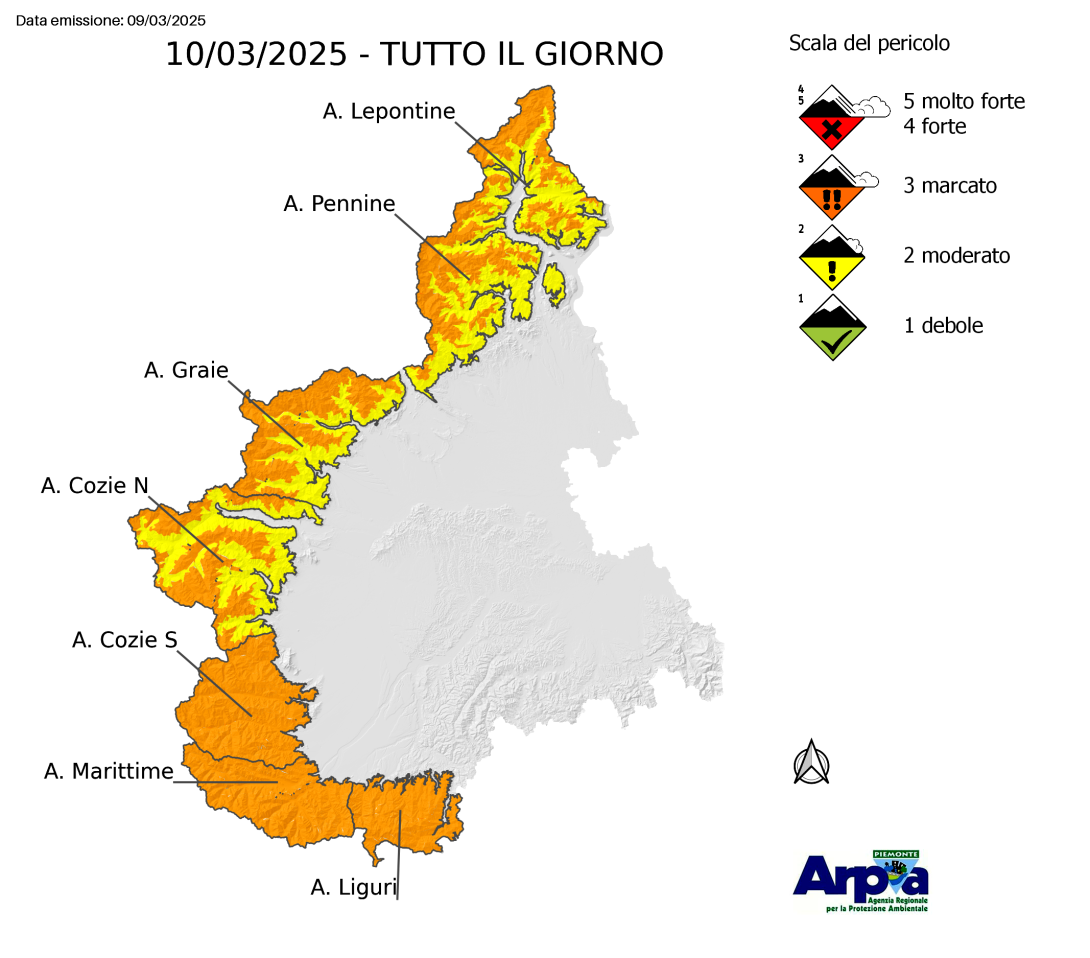 Bollettino valanghe per il 10 marzo 2025