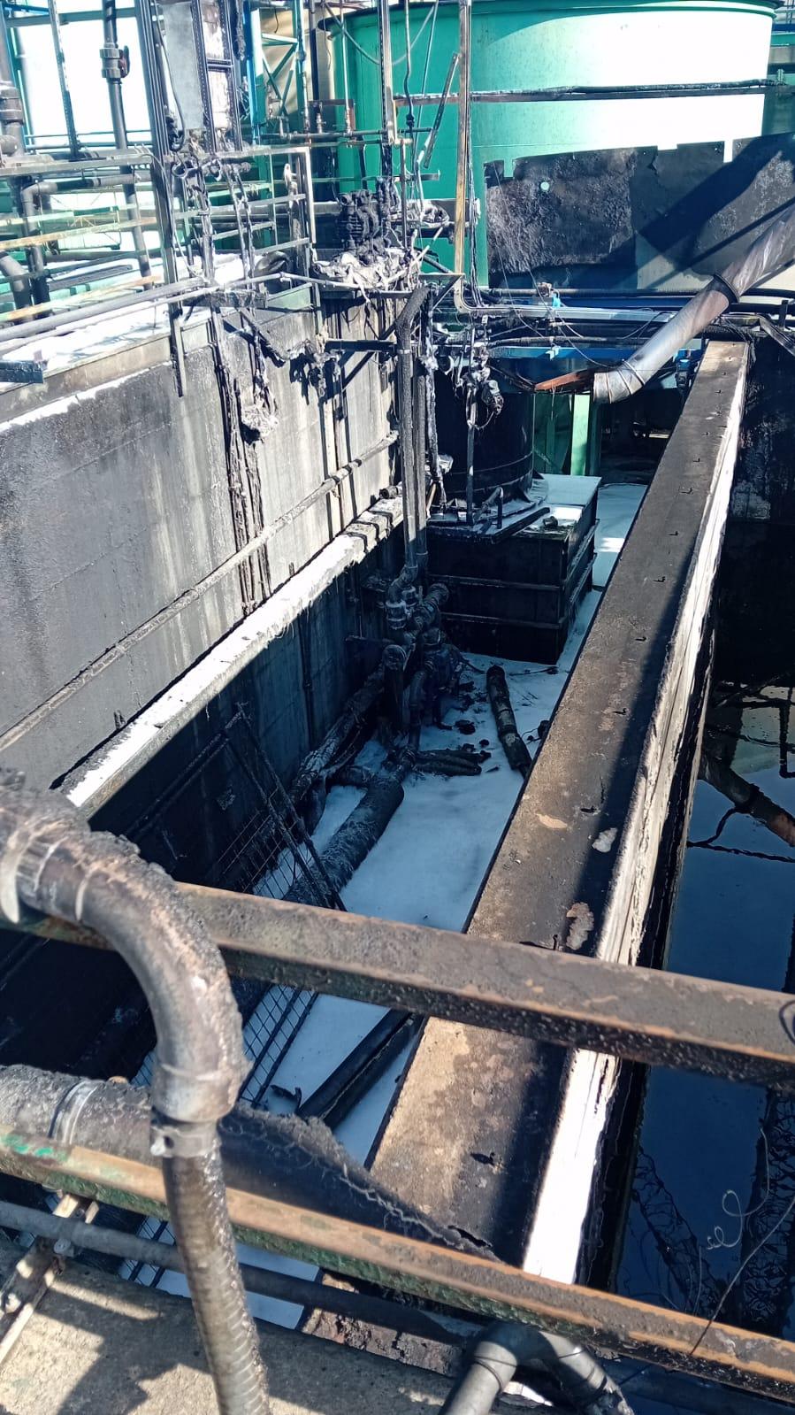 Vasca interessata dall'incendio