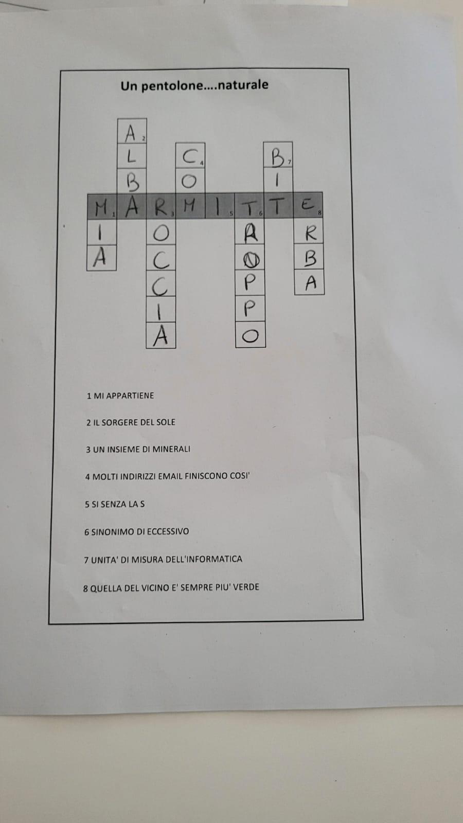 L’indovinello risolto da uno dei gruppi della classe terza B