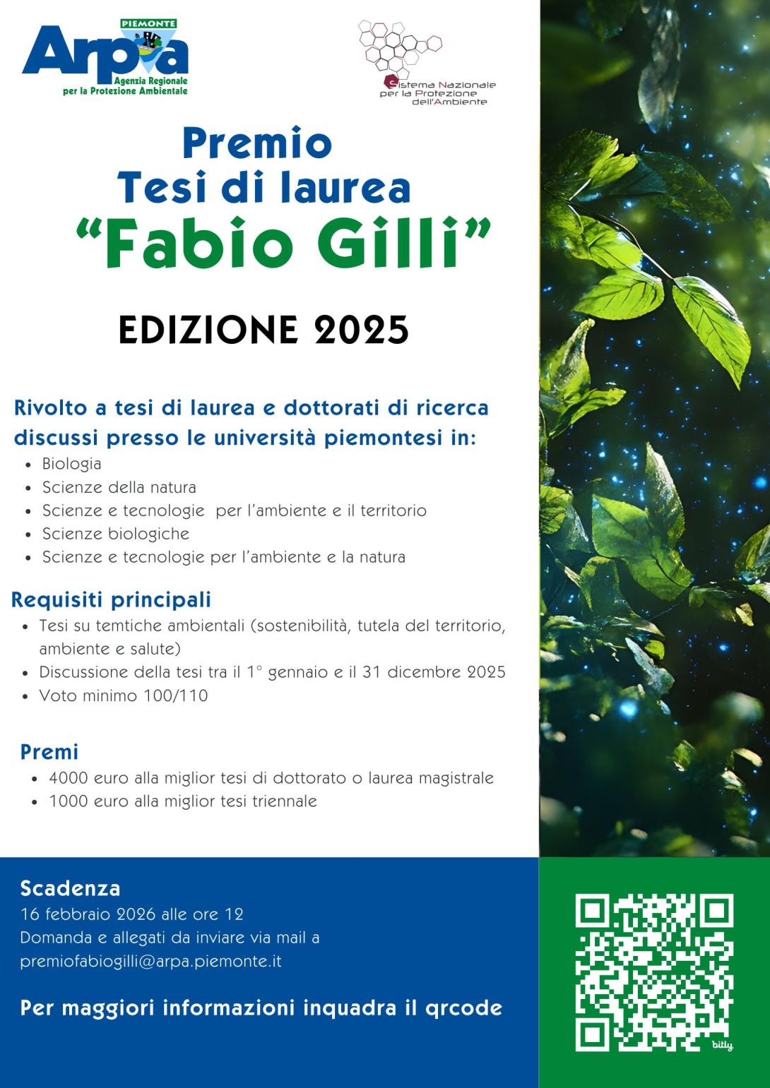 Premio tesi di laurea "Fabio Gilli" locandina