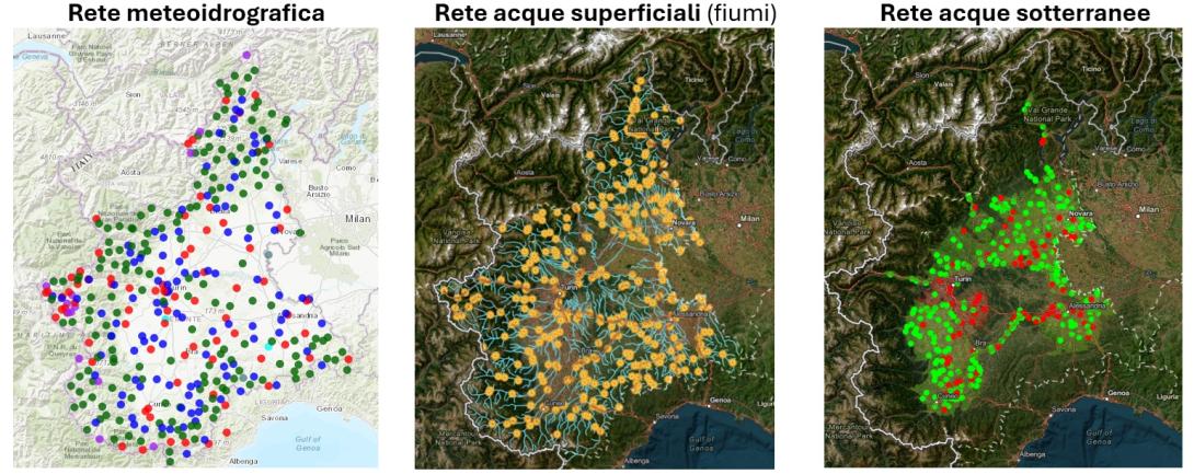Le principali reti di misura quali-quantitativa delle acque in Piemonte gestite da Arpa