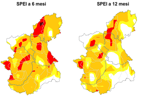 Indie SPEI (anomalia di pioggia ed evapotraspirazione standardizzata) a 6 e 12 mesi