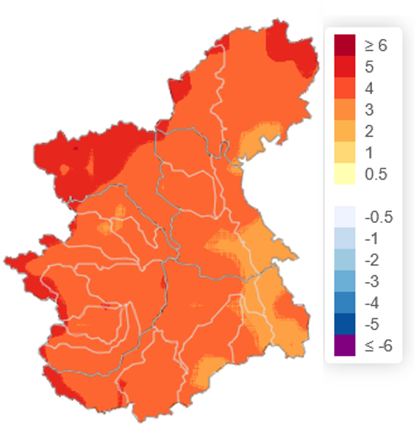 Anomalia (°C) della temperatura media per il mese di settembre 2026 rispetto alla norma climatica 1991-2020